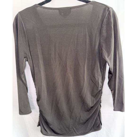 Herve Leger Paris Cutout Deep V Long Sleeve Top Black Womens M Chic Sexy Classic - Picture 3 of 9